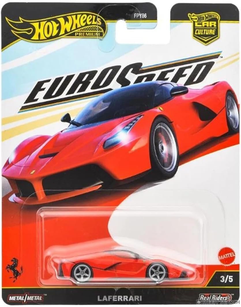 61pyrP3U0uL._AC_SL1067_.jpg Hot Wheels Red Ferrari LaFerrari Euro Speed Car Culture Series 1:64 Scale Collectible Die Cast Metal Toy Car Model with Rubber Real Riders 3/5 - Image 1