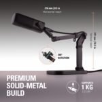 Elgato Wave Desk Stand - Adjustable Mounting Arm for Microphones, Works, HyperX, Rode, Fifine, Shure and More Mics, Compatible 1/4, 3/8 & 5/8 Thread, for Recording/Podcasting/Streaming, Black - Image 4