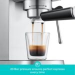 CASABREWS CM5418 Espresso Machine 20 Bar, Compact Espresso Maker with Steam Milk Frother, Stainless Steel Coffee Machine with 34oz Removable Water Tank for Cappuccino, Gift for Women or Men, Silver - Image 2