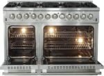 FORNO Galiano Dual Fuel 48" Inch. Freestanding Range 8 Sealed Brass Burners Cooktop - 6.58 Cu. Ft. Double Convection Electric Oven - Stainless Steel Stove Range Heavy Duty Cast Iron Grates - Image 3