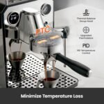 Gemilai Owl Espresso Machine, 15 Bar Professional Semi-Automatic Espresso Maker with Milk Frother Steam Wand & 57oz Removable Water Tank, Dual Display, for Cappuccino, Latte, G3006, Stainless Steel - Image 2