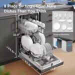 Midea MDF18A1ABB Built-in Dishwasher with 8 Place Settings, 6 Washing Programs, Stainless Steel Tub, Heated Dry, Energy Star, Black - Image 3