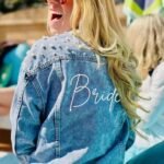 Embroidered Bridal Pearl Denim Jacket, Large Embroidery - Bride, Bachelorette Party Jacket, Wedding Gift - Image 2