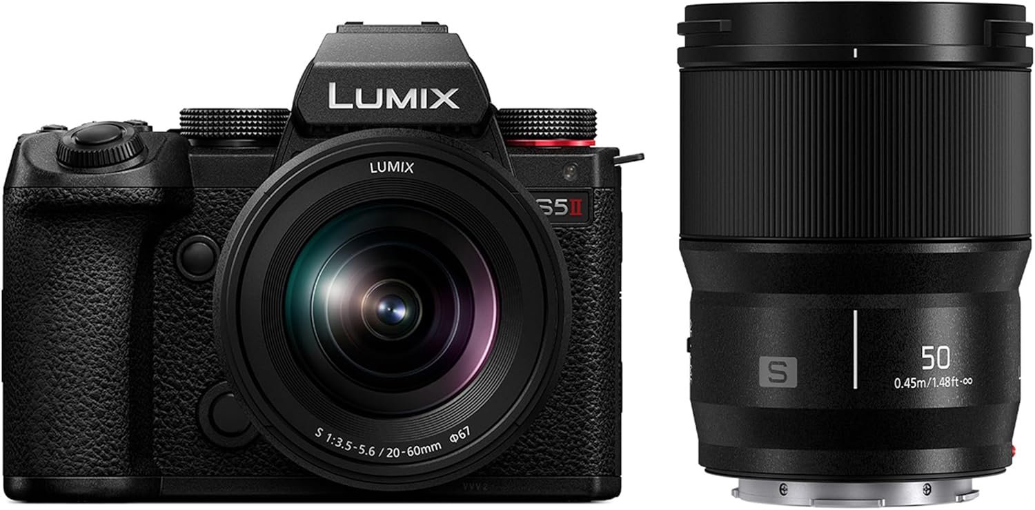 710I-iMH9LL._AC_SL1500_.jpg Panasonic LUMIX S5II Mirrorless Camera, 24.2MP Full Frame, Phase Hybrid AF, Active I.S. Technology, Unlimited Recording, 20-60mm F3.5-5.6 & 50mm F1.8 L Mount Lenses, LUMIX Camera - DC-S5M2WK - Image 1