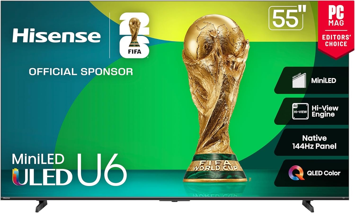 7116W9U2cCL._AC_SL1500_.jpg Hisense 55" Class U6 Series Mini-LED 4K UHD Smart Fire TV (55U65QF, 2025 Model) - QLED, Native 144Hz, HDR10+, Dolby Vision IQ, Dolby Atmos, Game Mode Pro, ALLM, Alexa Built in, Black - Image 1