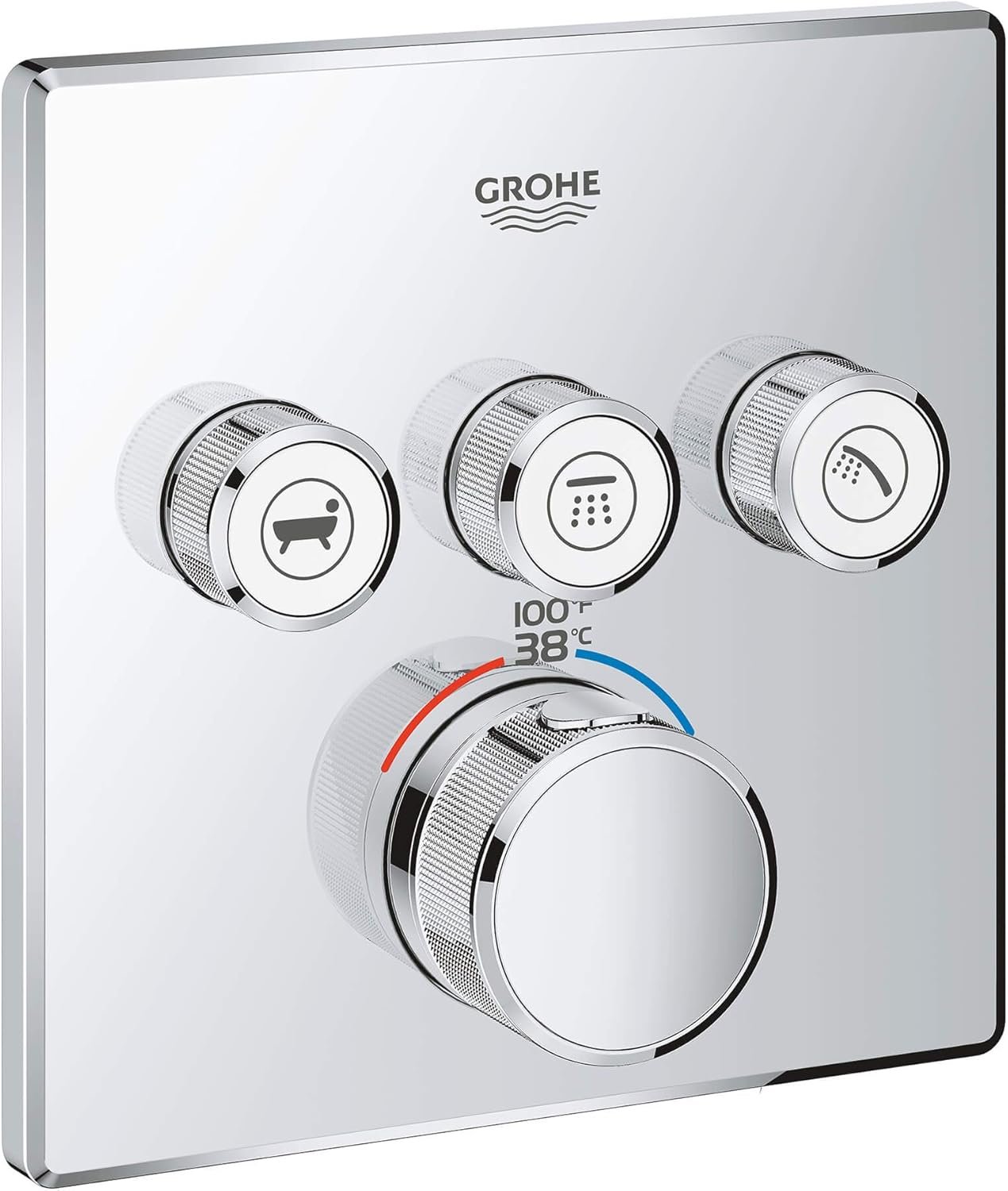 711tKOc7m1L._AC_SL1500_.jpg GROHE 29142000 Grohtherm Smart Thermostatic Trim With Control Module, Starlight Chrome - Image 1