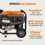 Generac 8,125 Starting Watt Portable Gas Generator - Includes Extension Cord - Home or RV Ready - Quiet, Long Runtime, Emergency Power - 49-State Compliant - Image 6