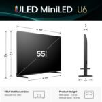 Hisense 55" Class U6 Series Mini-LED 4K UHD Smart Fire TV (55U65QF, 2025 Model) - QLED, Native 144Hz, HDR10+, Dolby Vision IQ, Dolby Atmos, Game Mode Pro, ALLM, Alexa Built in, Black - Image 3