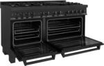 ZLINE 60 in. 7.4 cu. ft. Legacy Dual Fuel Range with 9 Burner Gas Cooktop and 2 Electric Convection Ovens in Black Stainless Steel (RAB-60) - Image 6