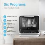 Midea MDC17P0ABB Portable Countertop Mini 1.32Gal Built-in Water Tank, No Hookup Needed, 6 Programs, 360° Dual Spray, 162℉ High-Temp& Air-Refresh Function, Dishwasher for Apartments& RVs, Black - Image 7