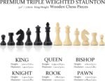 A&A 15 inch Walnut Wooden Chess Set with Storage Drawer, Triple Weighted Pieces, 3.0 inch King Height, Walnut & Maple Inlay, 2 Extra Queen, Classic 2 in 1 Chess and Checkers Board Game - Image 4