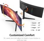 INNOCN 49" 49Q1S OLED Curved Gaming Monitor 5120 x 1440p 240Hz, 0.03ms, USB Type C 90W, HDMI 2.1, DisplayPort, USB Hub, Surrounding Speakers, Adaptive-Sync, Height Adjustable Stand, Black - Image 6