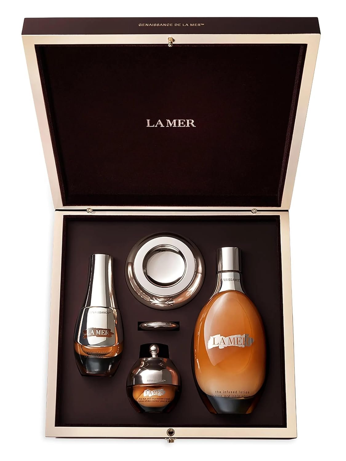 714pHgfvlvL._SL1500_.jpg La Mer Genaissance Ritual Full Set, Infused Lotion, The Serum Essence, The Eye and Expression Cream & The Concentrated Night Balm - Image 1