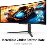 INNOCN 49" 49Q1S OLED Curved Gaming Monitor 5120 x 1440p 240Hz, 0.03ms, USB Type C 90W, HDMI 2.1, DisplayPort, USB Hub, Surrounding Speakers, Adaptive-Sync, Height Adjustable Stand, Black - Image 8
