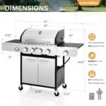 Sophia & William 4-Burner Propane Gas BBQ Grill with Side Burner and Porcelain-Enameled Cast Iron Grates, Stainless Steel Barbecue Grills Outdoor Cooking, Silver Cabinet Style, 42,000BTU - Image 2