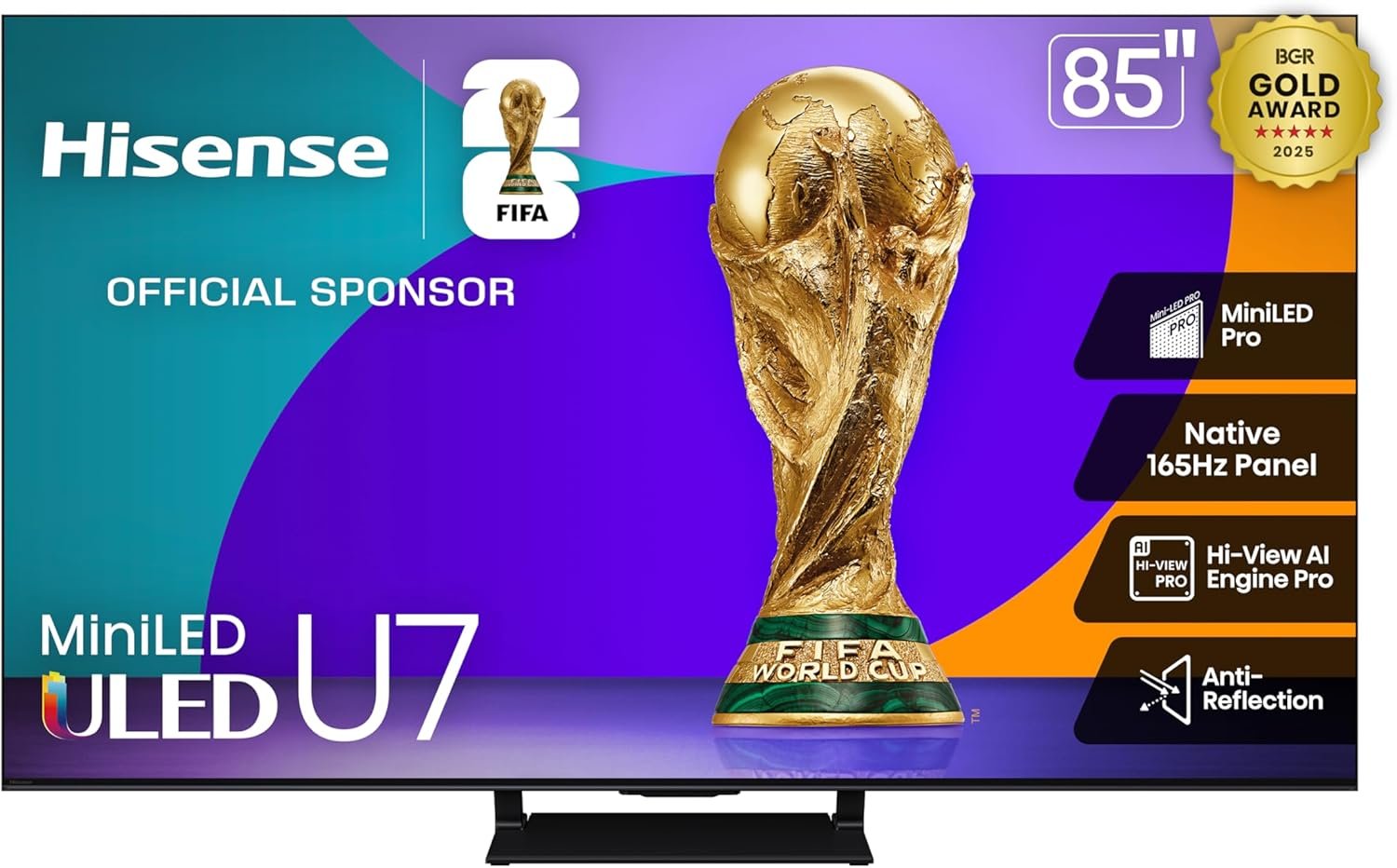 717JzT8GwLL._AC_SL1500_.jpg Hisense 85" U7 Mini-LED ULED 4K UHD Best Premium Gaming Google Smart TV (85U75QG, 2025 Model) - QLED, Native 165Hz, VRR 288, Up to 3000 Nits, HDR10+, Dolby Vision IQ · Atmos, IMAX Enhanced, 2.1.2 Ch - Image 1