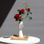 9 Inch Modern Art Ceramic Flower Vase Hand Holding Plants Flower Container, Tabletop White Arm vase for Home Office Decoration - Image 3