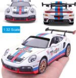 Toy Cars for 911 GT3 RS RSR Turbo S, 1:32 Alloy Diecast Model Cars,Pull Back Car Toy with Light and Sound Gift Sports Race Car for Boys Age 3+ Gifts White - Image 3