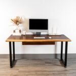 Wood Computer Desk with Drawer - 48x27 Solid Wood Desk, Live Edge Walnut Desk, Sturdy Metal Legs - Scratch and Stain Resistant Finish - Premium Quality - Image 8