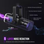 FIFINE USB/XLR Dynamic Microphone for Podcast Recording, PC Computer Gaming Streaming Mic with RGB Light, Mute Button, Headphones Jack, Desktop Stand, Vocal Mic for Singing YouTube-AmpliGame AM8 - Image 4