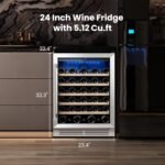 Yeego Wine Fridge Cooler - 24 Inch Wine Fridge Hold 52 Bottles, 40-65°F Wine Refrigerator Glass Door, Built in, Freestanding Under Counter Fridge for Beer Soda Drink Home Bar Office(5.12 Cu.ft) - Image 3