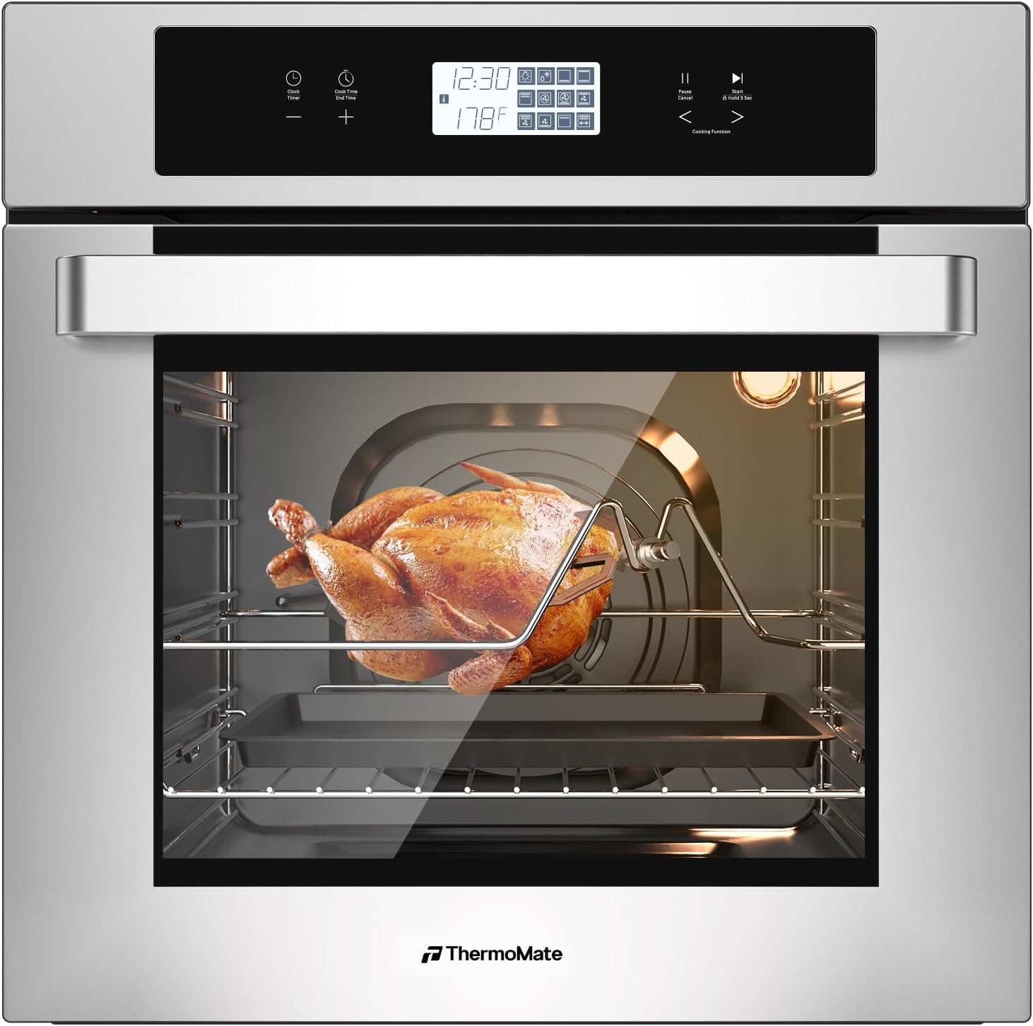 71C7GjEt6L._AC_SL1500_.jpg ThermoMate 24 Inch Electric Wall Oven, ETL Certified, 2.6 Cu.Ft. Convection Ovens with 12 Functions, 3D Heating, 3100W, Sensor Touch Control, Safety Lock, Stainless Steel - Image 1