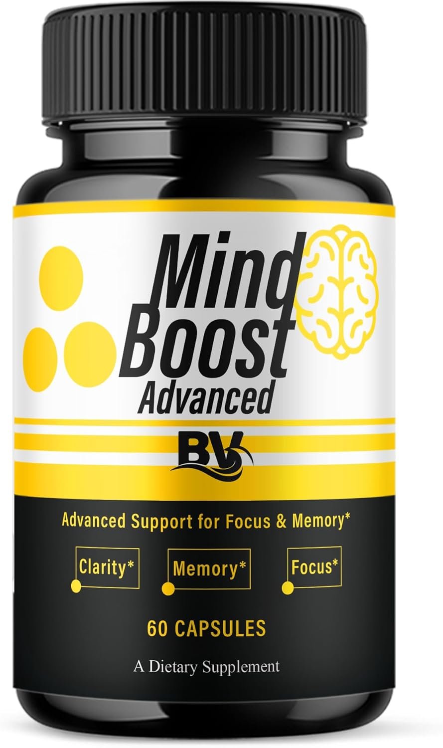 71CcASQvAjL._AC_SL1500_.jpg BLUE VIBE Mind Boost Premium Health & Wellness Nootropic Supplement, MindBoost Advanced All Natural Health Management & Overall Wellness Support Supplement Formula Pills (1 Pack - 60 Capsules) - Image 1