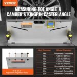 VEVOR Wheel Alignment Tool, 2-Pack Toe Plates, Camber/Caster/Toe Gauge 0.1° Accuracy, Stainless Steel Tool Plate, Magnetic Slots and 6 Alignment Rods, Includes 2 Measuring Tapes & Conversion Chart - Image 2