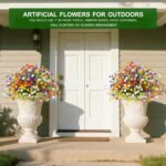 TURNMEON 20 Bundles Artificial Flowers for Outdoors, Artificial Fake Plants UV Resistant Outdoor Faux Plants Cemetery Flowers Plastic Greenery for Gardens Porch Home Summer Spring Decor 580 Heads - Image 3