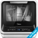 Midea MDC17P0ABB Portable Countertop Mini 1.32Gal Built-in Water Tank, No Hookup Needed, 6 Programs, 360° Dual Spray, 162℉ High-Temp& Air-Refresh Function, Dishwasher for Apartments& RVs, Black