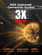 Nuwave Bravo XL Pro Air Fryer Toaster Oven with Grill Combo, 2025 New Ultra-Fast Convection System, 35% Crispier, 2X More Even, 142 Presets, 50-500F, Smarter Probe, PFAS Free, 30QT, Stainless Steel - Image 3