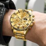 OLEVS Mens Watches Big Face Stainless Steel Waterproof Date Analog Quartz Watches Fashion BusinessWrist Watches for Men… - Image 4