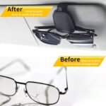 Yuoyar Sunglass Holder for Car, Magnetic Leather Sunglasses Holder and Ticket Card Clip, Car Visor Accessories, 2 Packs (Black) - Image 3