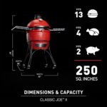 Kamado Joe Classic Joe Series II 18-inch Ceramic Charcoal Grill and Smoker with Cart, Side Shelves, Stainless Steel Grates and 250 Cooking Square Inches in Red, Model KJ-23RHC - Image 3