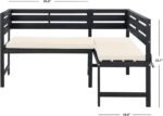 Safavieh PAT6754A Collection Wilton Teak and Navy Balcony Corner Lounge Outdoor Set - Image 6