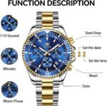 OLEVS Men's Stainless Steel Watch Fashion Luxury Big Face Analog Quartz Waterproof Date Business Chronograph Watches for Men - Image 6