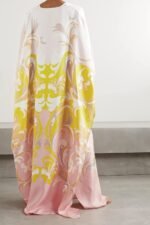 Designer Printed Satin Silk Kaftan Dress – Elegant & Chic Summer Maxi Dress for Women