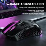 SOLAKAKA SM600 Honeycomb Shell Gaming Mouse Wireless,Tri-Modes BT/2.4G Wireless/Type-C Wired Gamer Mouse with 2 Side Buttons, Macro Programmable and RGB Light for PC/Mac/Laptop,Black - Image 4