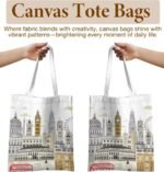 World Travel Gift Canvas Tote Bag for Women Travellers Aesthetic Reusable Grocery Shoulder Bag for Travel Shopping - Image 3