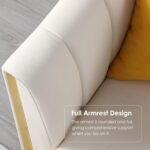 FOTOSOK 78'' Couch Sofa, Modern White Couches for Living Room with 2 Throw Pillows, Comfy Faux Leather Sofa 3 Seater with Gold Metal Legs, Cloud Sofas Couch Deep Seat Sofas (Cream White) - Image 9