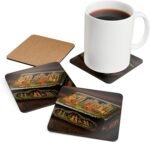 Hand-Painted Russian Lacquer Box Coasters Set of 4 with Fairy Tale Scenes - Image 4