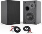 BESTISAN 4 Inch Powered Bookshelf Speakers with Deep Bass, Bluetooth 5.0 Studio Monitor Speakers, 2.0 Neared Field Audio Speakers with 2 RCA Line Input, Set of 2 Black-New Model