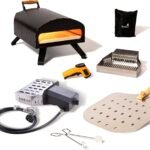 Bertello SimulFIRE Outdoor Pizza Oven Bundle - Wood Fire Portable 12 inch Brick Oven with Gas Burner, Peel, Wood Tray, Cover, & Thermometer - Portable Pizza Maker - As Seen on SHARK TANK