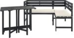 Safavieh PAT6754A Collection Wilton Teak and Navy Balcony Corner Lounge Outdoor Set