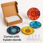4-Piece 5-Inch Handmade Turkish Ceramic Plate Set – Wall & Table Decor & Jewelry/Ring Dish – Decorative Rings & Jewelry Tray Set - Image 3