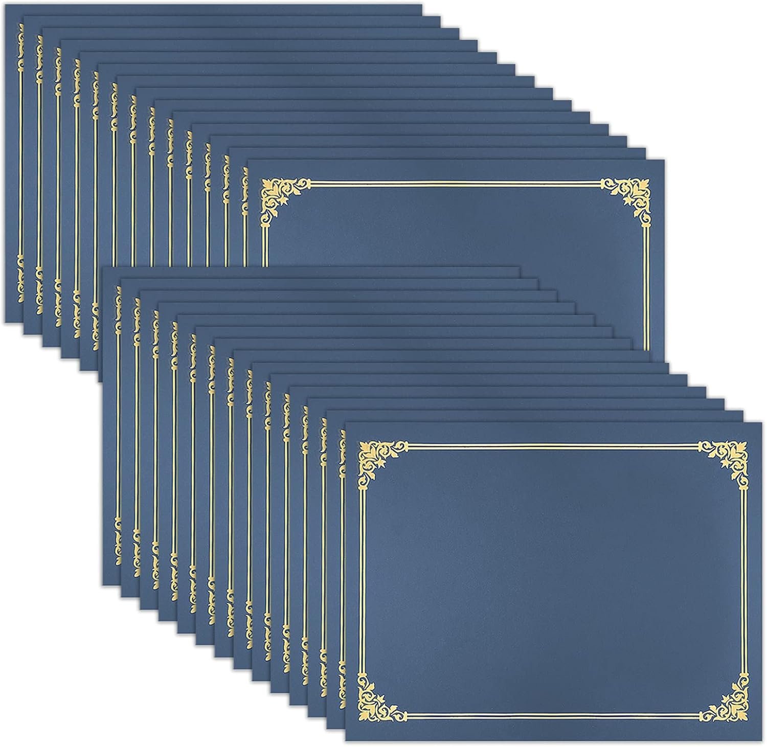 71ORCpmDFS._AC_SL1500_.jpg SUNEE Certificate Holders(Navy Blue, 30 Packs), Diploma Covers Gold Foil Border, for Letter Size 8.5x11 Certificates, Cardstock, Document Papers - Image 1