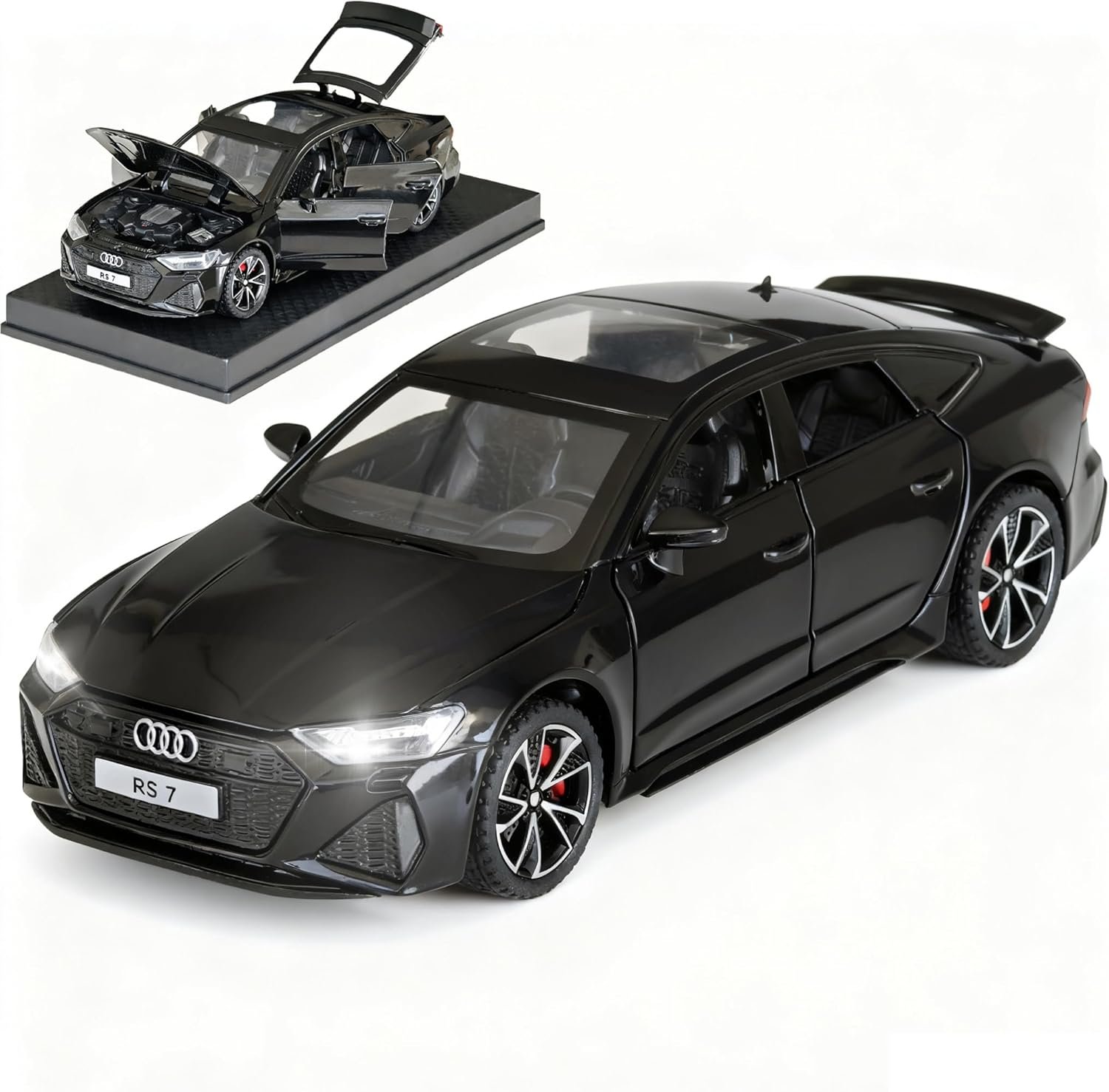 71OYGKp05eL._AC_SL1500_.jpg Toy car 1/32 Audi RS7 Sportback Performance Metal Model Car Pull Back Car Toys with Light and Sound Toys Car Collectible Model for Boy (Black) - Image 1