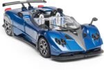 1/32 Scale Pagani Zonda HP Diecast Toy Cars - Pull Back Car Models with Light & Sound, Birthday Gifts for Boys, Perfect Vehicle Presents for Kids & Boyfriends on Christmas (Blue)