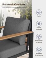 Aluminum Outdoor Patio Furniture Set with Coffee Table, 5 Piece Patio Conversation Sets with Washable Thick Cushions, Outdoor Sectional Furniture Set for Porch, Balcony, Deck, Yard, Graphite - Image 5