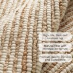 FRELISH DECOR Wool and Jute Premium Handwoven Chunky Stripes Rug - Contemporary Area Rug for Living Room Bedroom (6' x 9' - Natural Ivory) - Image 4